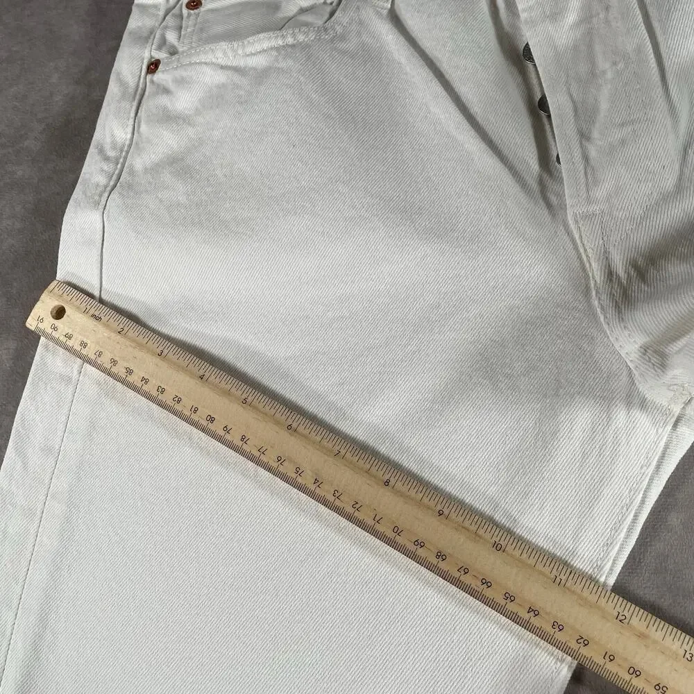 Vintage Levi’s 501 Button Fly White Denim Jeans Casual 33x29